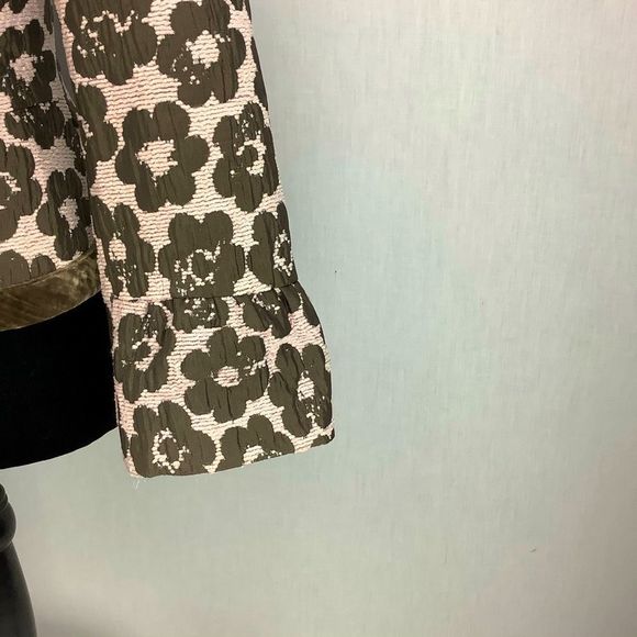 Etcetera Blazer Jacket Sz 4 Beige Green Floral Wool Silk Glass Buttons - Picture 3 of 12